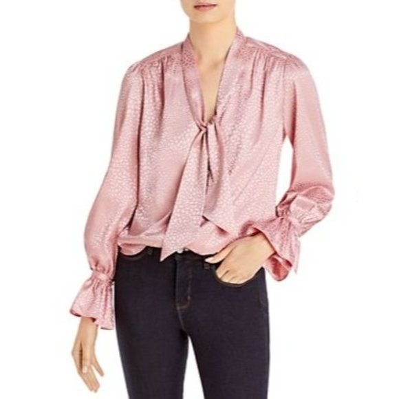 LINI Anya V-Neck Bell Sleeves Blouse Rose Pink NWT - Small - Picture 2 of 4